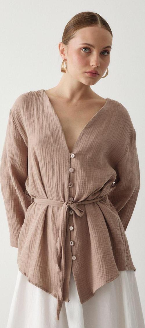 Vizon Çok Düğmeli Kimono