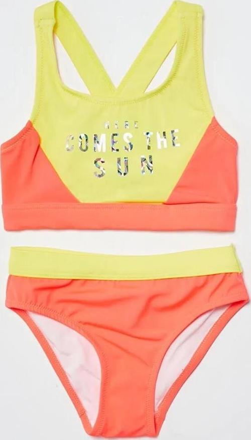 Sarı Baskılı kız çocuk bikini takım DB200745BT