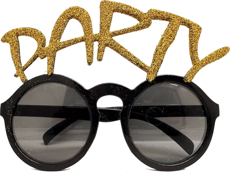 Altın Simli Party Yazılı Parti Gözlüğü Show 15x7 Cm