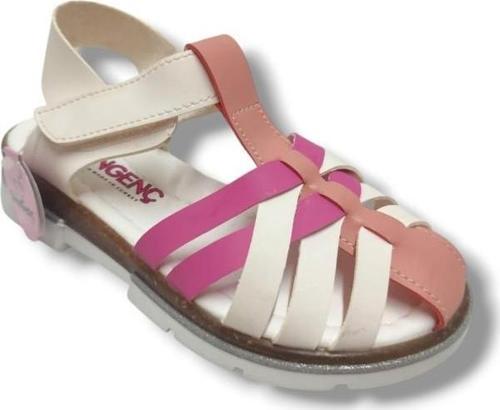 1677-20 Çapraz Şerit Kız Çocuk Sandalet Beyaz Pembe 31-35