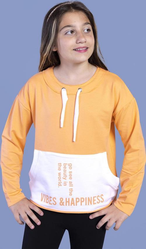 Toontoy Kız Çocuk Kanguru Cepli Baskılı Sweatshirt