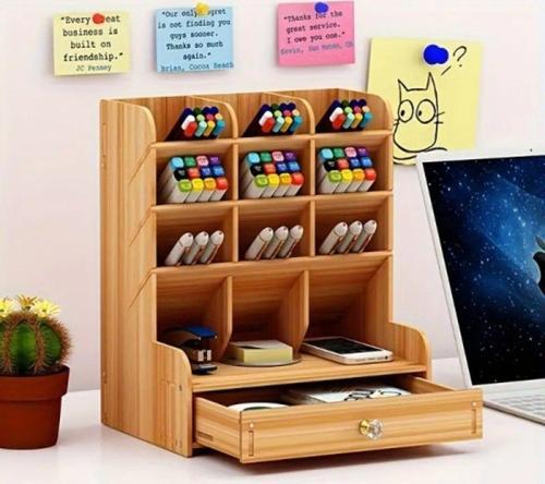 Bölmeli Ve Çekmeceli Ahşap Organizer