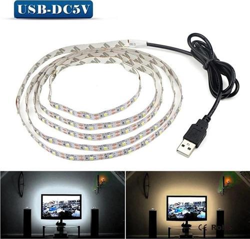 1 Metre Tv Arkası Aydınlatma 5V Usb Şerit Led Işık Beyaz Renk