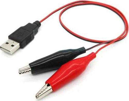 Usb  Krokodil  Çevirici Kablo - 5V Kaynak Test Kablosu 60Cm Max 2A