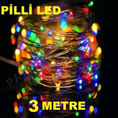 3 Metre Peri Led 30 Ledli Rgb Dekoratif Pilli Led Işık Ip Süs