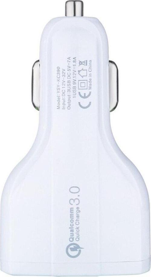 Beyaz 3 Usb Port Araba Oto Çakmaklık Araç Şarj Cihazı 5V 3.0Hızlı
