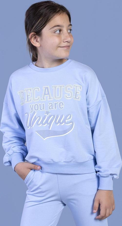 Toontoy Kız Çocuk Baskılı Düşük Kol Sweatshirt