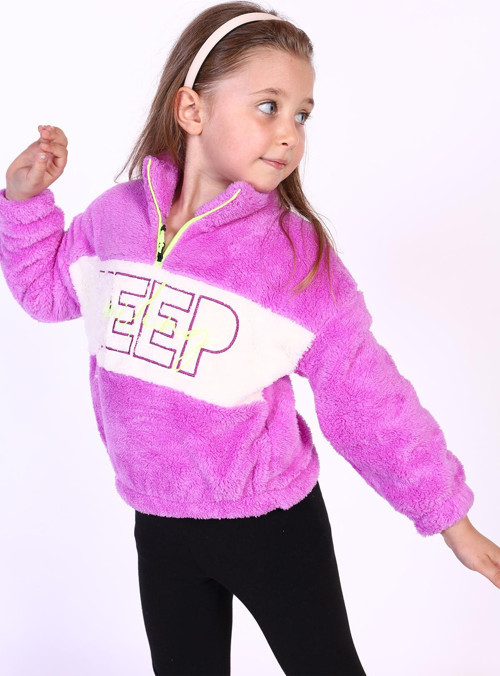Toontoy Kız Çocuk Nakışlı Peluş Sweatshirt