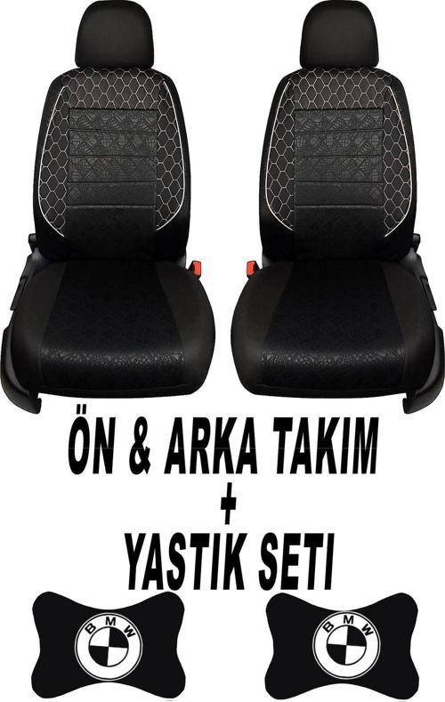 Oto Koltuk Kılıfı Bmw Ön Arka Takım + 2 Adet Boyun Yastığı Seti