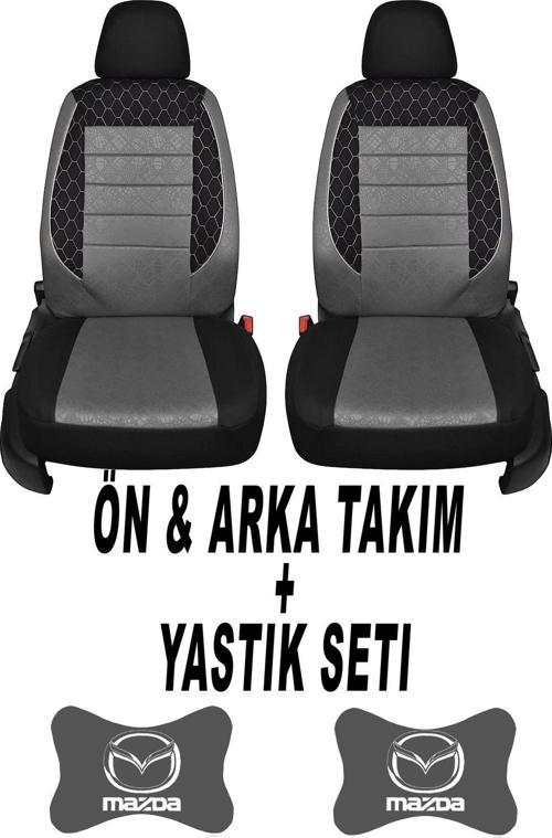 Oto Koltuk Kılıfı Mazda Ön Arka Takım + 2 Adet Boyun Yastığı Seti