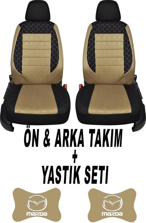 Oto Koltuk Kılıfı Mazda Ön Arka Takım + 2 Adet Boyun Yastığı Seti