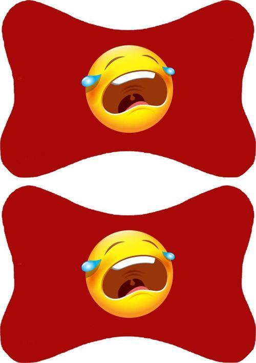 2'Li Set Emoji Baskılı Tüm Araçlarla Uyumlu Ortopedik Kırmızı Oto Boyun Yastığı -23