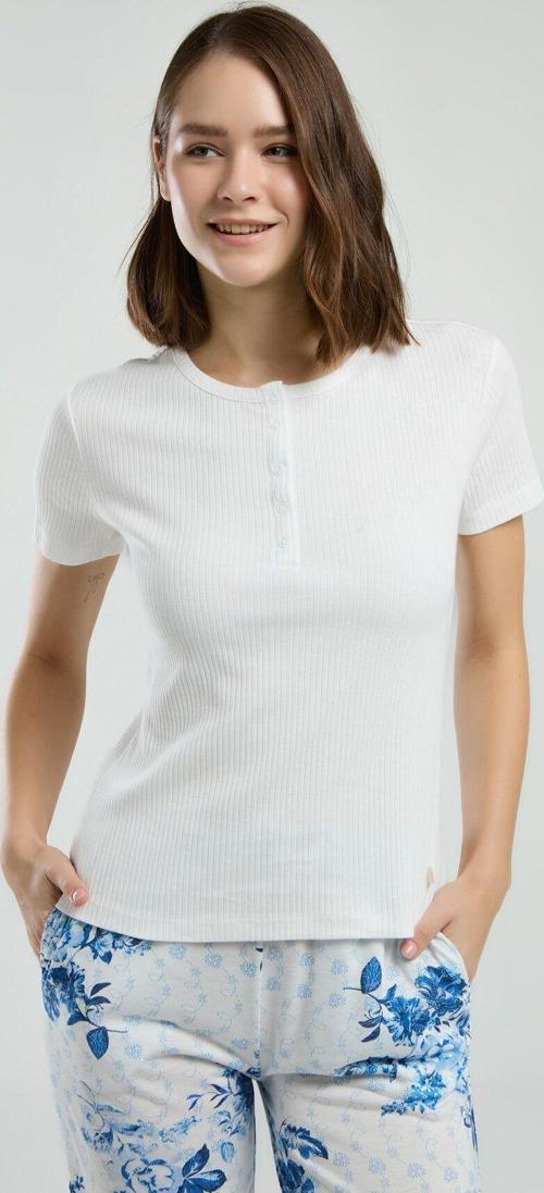 Kadın Beyaz Kısa Kol Pijama Takım