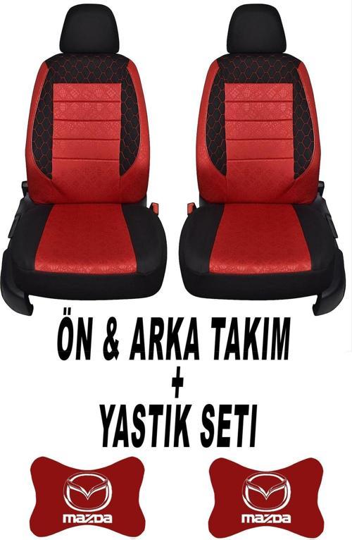 Oto Koltuk Kılıfı Mazda Ön Arka Takım + 2 Adet Boyun Yastığı Seti