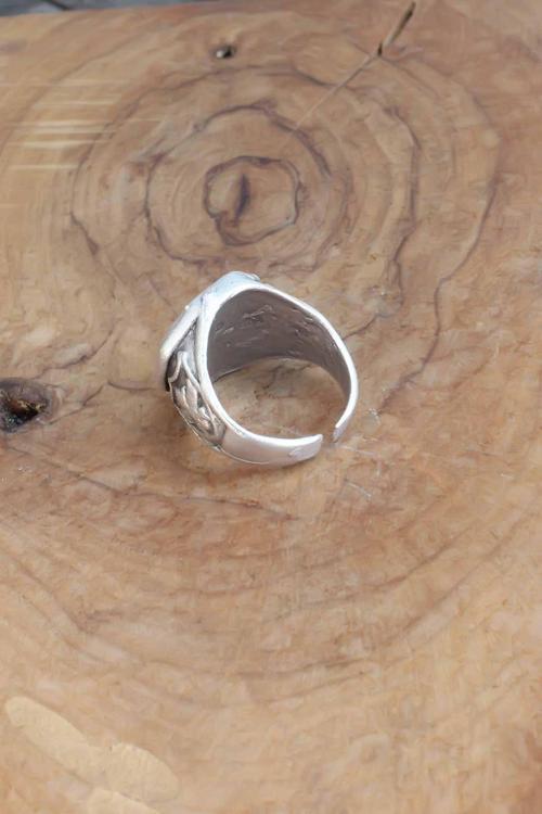 Bakımlı Erkek için Ayarlanır Silver Balta Desenli Yüzük