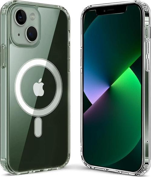iPhone 13 Mini Uyumlu Kamera Korumalı Magsafe Wireless Şarj Özellikli Şeffaf Silikon Kılıf