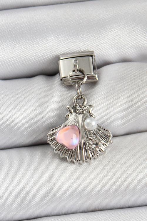 Zarif Kadın için Silver Çelik Sallantı İncili İstiridye Bakla Bileklik