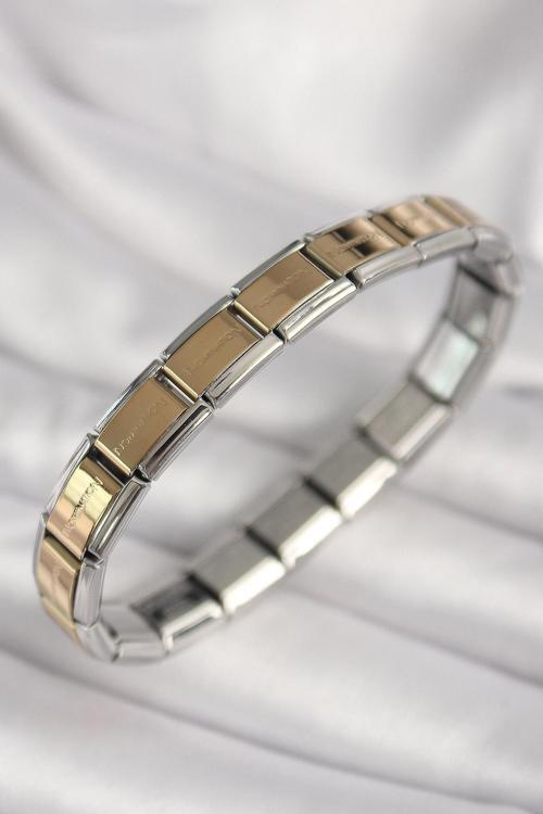 Zarif Kadın için Alaca Çelik Yazılı Nomination Stil Bileklik