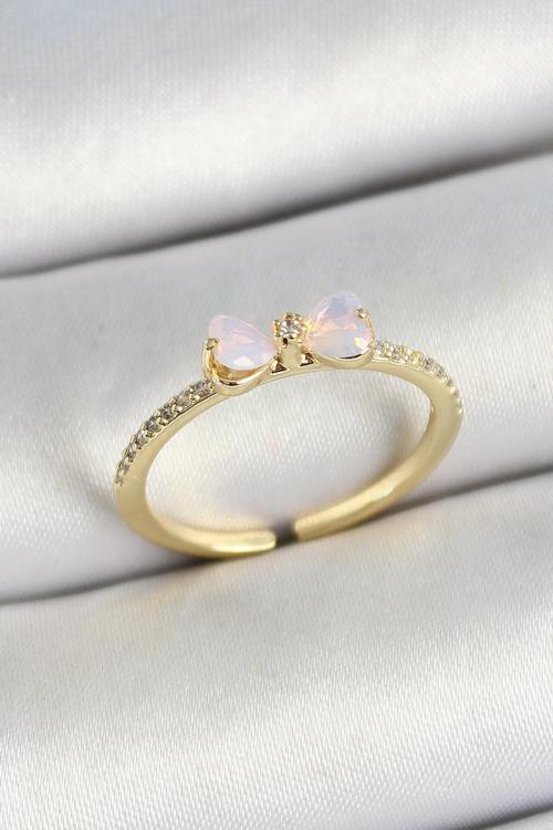 Zarif Kadın için Golden Pirinç Ayarlanır Fiyonk Zirkonlu Yüzük