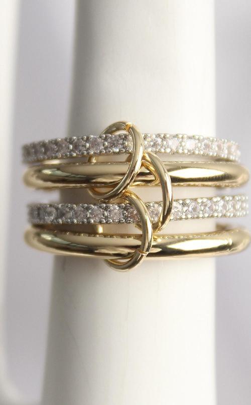 Zarif Kadın için Golden Pirinç Zirkonlu Dörtlü Yüzük