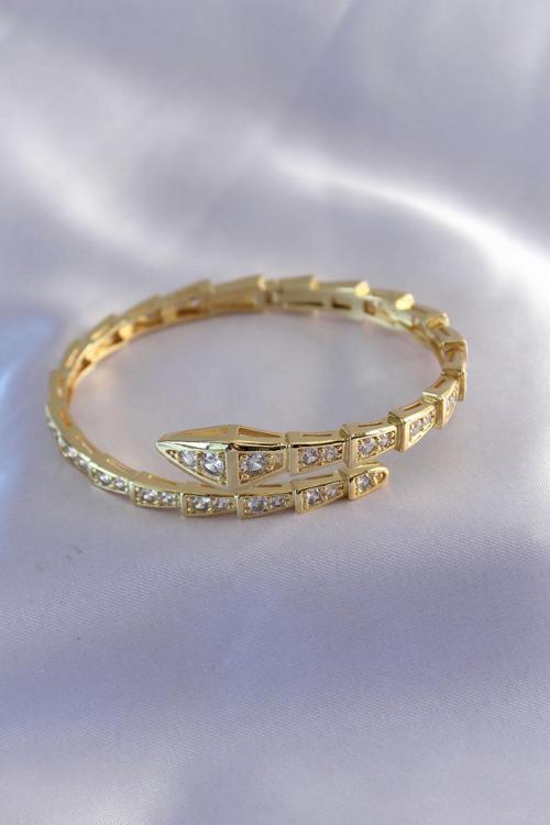 Zarif Kadın için Golden Prestij Yılan Kelepçe Bileklik