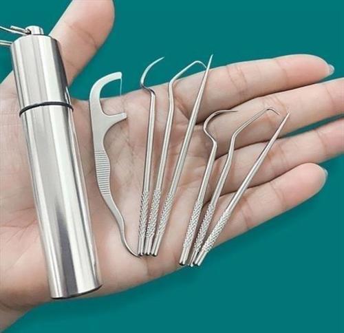 Büro Ev Ofis Kişisel Ağız Diş Bakımı için 7PARÇA Paslanmaz Çelik Tartar Temizlik Bakım Seti