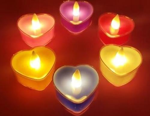 Büro Ev Ofis Dekoru için Pilli Kalpli Tealight Süsleme Mum