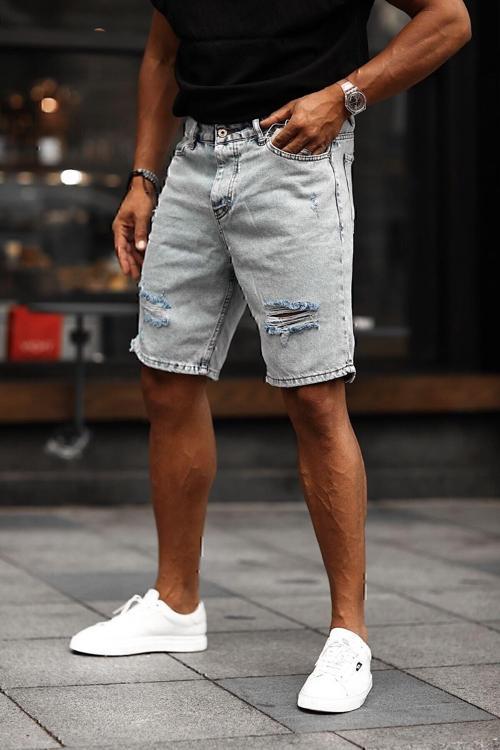 No61 Boyfriend Kot Kapri Rahat Kalıp Yırtıklı Kot Şort