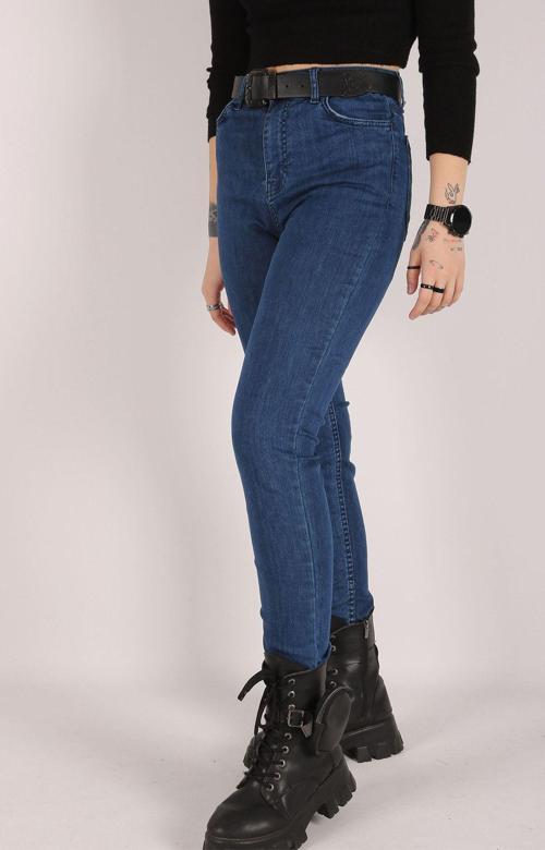 Yüksek Bel Jeans Kadın Slim Pantolon Denim Kumaş