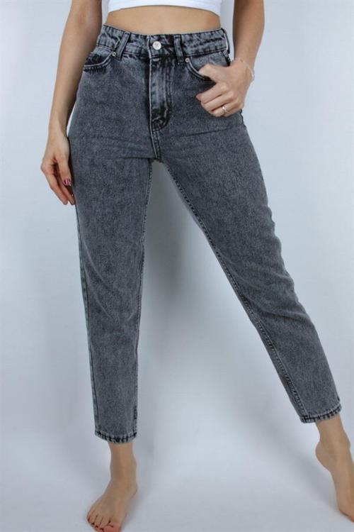 Mom Jean Antrasit Esnek Yüksek Bel