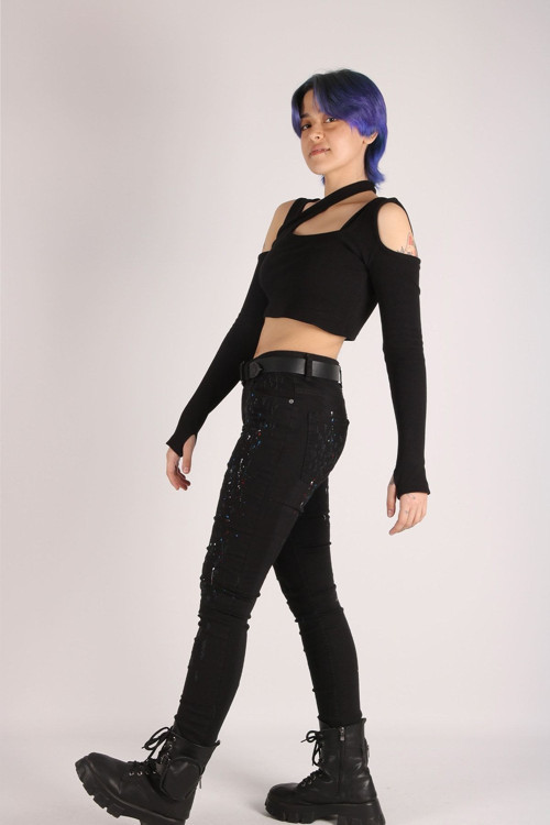 Yüksek Bel Siyah Kot Pantolon Kadın Slim Denim