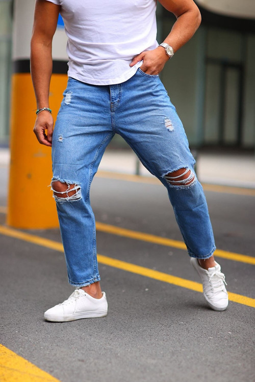 Boyfriend Diz Yırtık Modelli Kot Pantolon