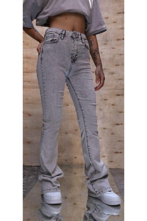 Gri İspanyol Paça Kadın Palazzo