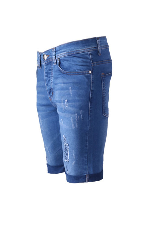 Erkek Denim Şort Lazer Işlemli 83565 Bermuda Kot