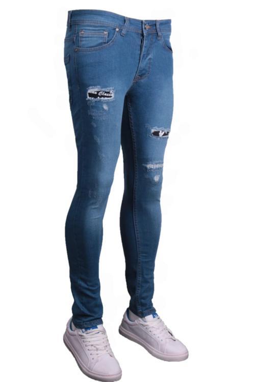 Erkek Mavi Denim Spor Giyim