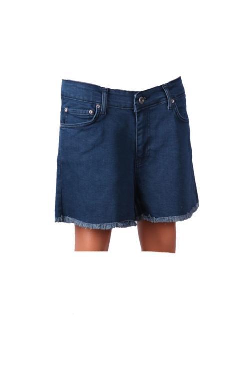 Şort Mavi Mini Kot Püsküllü 83528