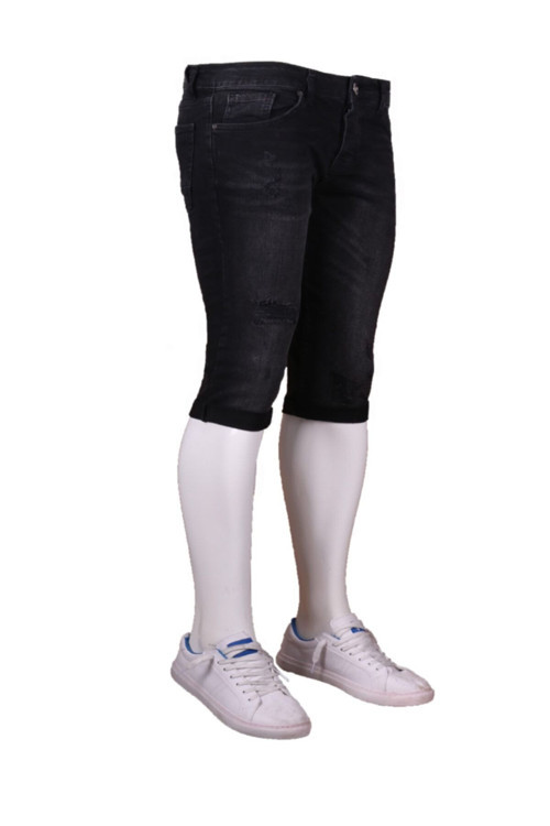 Erkek Şort Şpor Giyim Denim Siyah