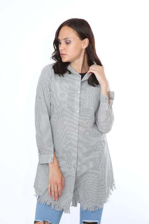 Kadın Gri Çizgili Tunik