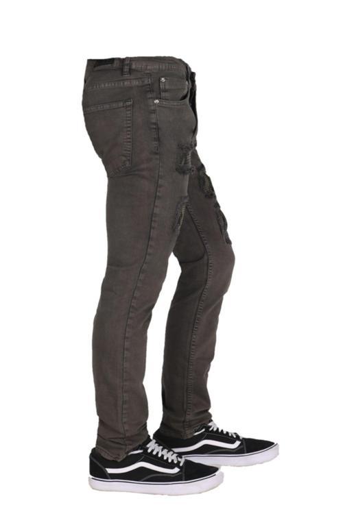 Erkek Kot Pantolon Trend Giyim Prç Işlemli Haki Renk