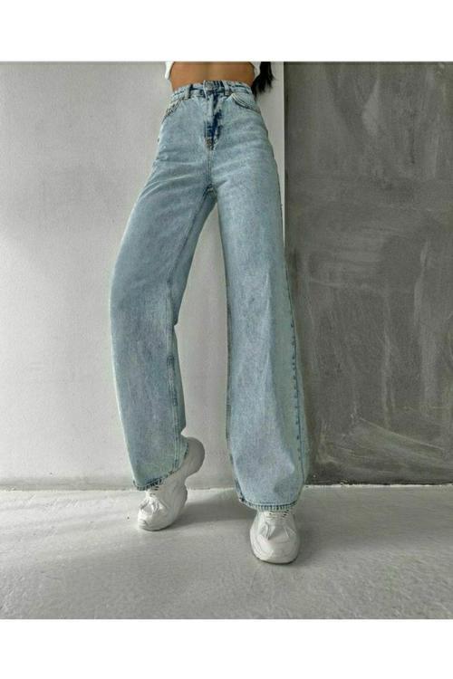 Woops Julia 90'S Kar Yıkama Mavi Süper Yüksek Bel Salaş Jeans Palazzo Zee Rucci Etiket