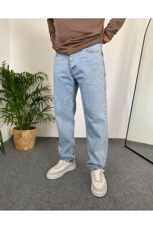 Kopya - Erkek Baggy Butter Fly Jeans Salaş Kemer Arkası Lastikli Kot Pantolon