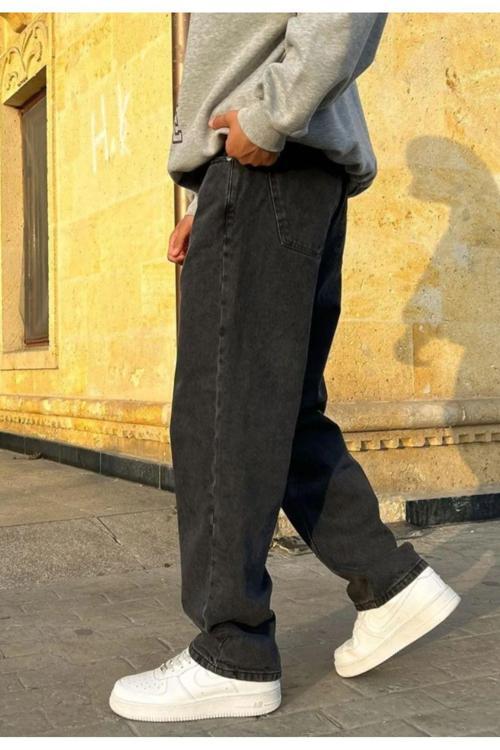 Kar Yıkama Salaş Kot Pantolon Buz Mavi Kar Likrasız Baggy