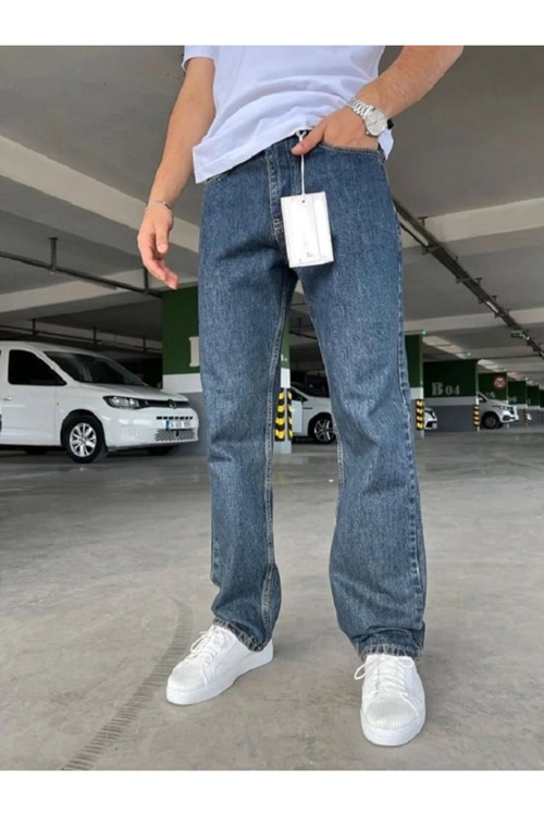 Erkek Baggy Fly Loose Fit Jeansi Kot Pantolon