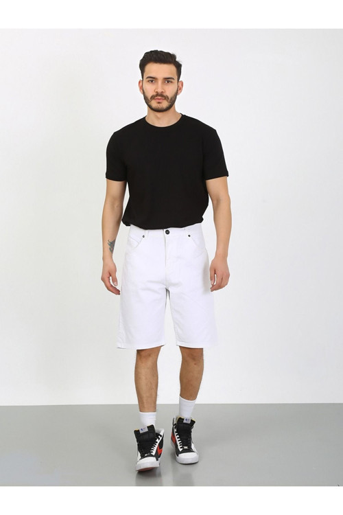 Erkek Beyaz Baggy Şort
