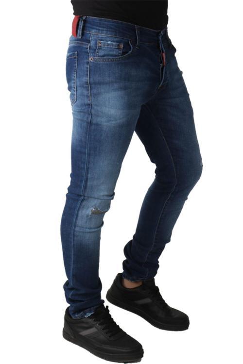 Erkek Denim Hld Spor Kot Giyim Lazerli Mavi Pantolon