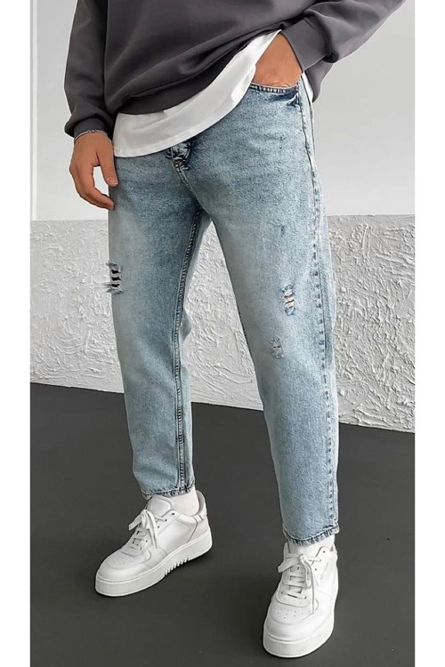 Boyfriend Lazer Işlemli Ve Taşlamalı Kot Pantolon