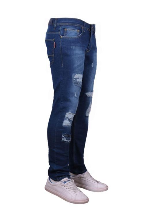 Erkek Denim Trend Giyim Lazer Işlemli Shn Mavi