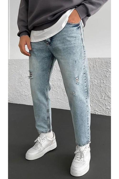 Boyfriend Lazer Işlemli Ve Taşlamalı Kot Pantolon