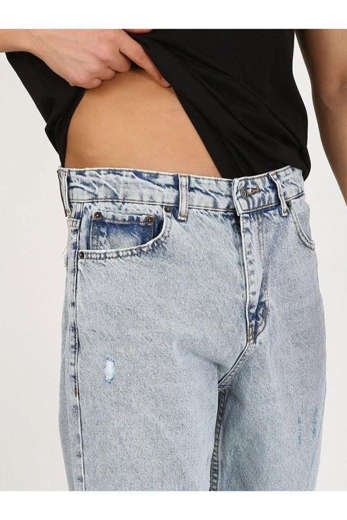 Baggy Diz Yırtık Buz Mavi Jean-Buz Mavi - 30