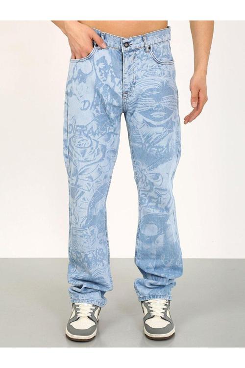 Baggy Desenli Buz Mavi Jean-Buz Mavi - 33